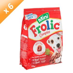 FROLIC Croquettes au b?uf, aux carottes et au riz - Pour chien - 1kg (x6)