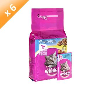 WHISKAS Croquettes au poulet spécial chats stérilisés - Pour chat adulte - 1,75kg (x6)