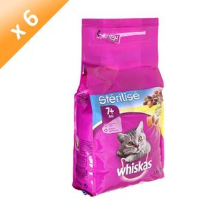 WHISKAS Croquettes au poulet spécial chats stérilisés - Pour chat senior - 1,75kg (x6)