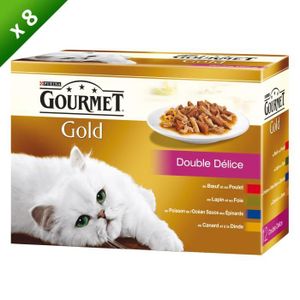 GOURMET Gold Double Délice Multivariétés - Pour chat adulte - 12x85 g (x8)