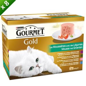 GOURMET Gold Les Mousselines avec des légumes - Toutes races - 12 x 85g (x8) - Pour chat adulte