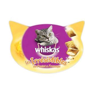 WHISKAS Friandises Les Irrésistibles au poulet et fromage - Pour chat adulte - 60g (x8)