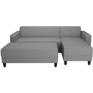 FINLANDEK Canapé d'angle réversible convertible KULMA 4 places - Tissu gris- Contemporain - L 205 x P 141 cm