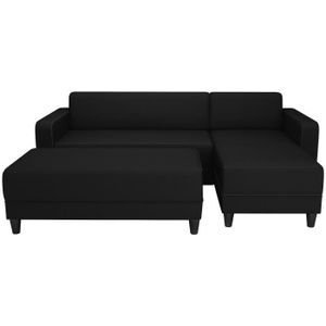 FINLANDEK Canapé d'angle réversible convertible KULMA 4 places - Tissu noir - Contemporain - L 205 x P 141 cm