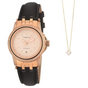 TORRENTE Coffret 2 Pi?ces : 1 Montre et 1 Pendentif Or Blanc et Oxydes de Zirconium Femme