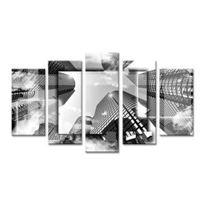 CITY Tableau multi panneaux 150x80 cm gris ville