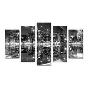 CITY Tableau multi panneaux 150x80 cm gris ville