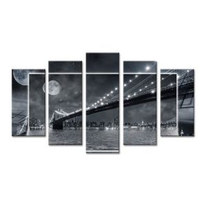 MOON Tableau multi panneaux 150x80 cm noir ville