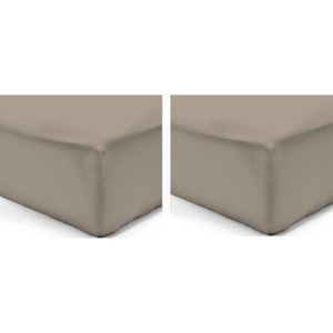 VISION Pack de 2 Draps Housse 100% coton 200x200 cm taupe