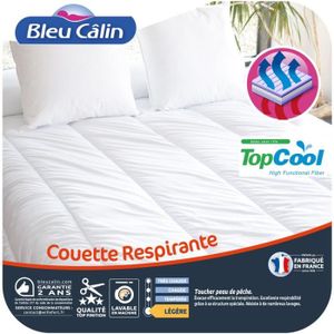 BLEU CALIN Couette respirante Été Topcool 200x200 cm blanc