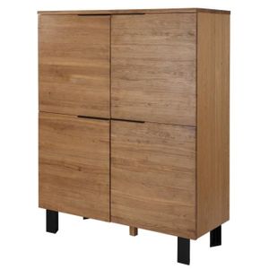 LONDON Buffet scandinave en ch?ne + pieds et poignées métal laqué noir - L 120 cm