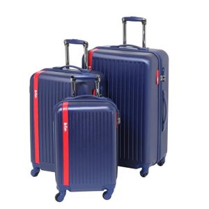 LEE COOPER Set de 3 Valises Rigide ABS 4 Roues 49-59-69cm LINE Bleu
