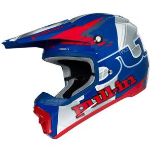 PULL IN Casque Cross Race Bleu Rouge et Argent