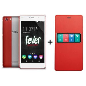 Wiko Fever SE Rouge Argent + WIKO Etui SMART FOLIO WIBoard Rouge