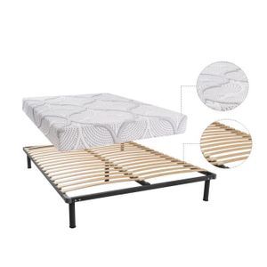 OLYMPE LITERIE Matelas + sommier 140x190 - Mémoire de forme lavend?tech? 60kg/m3 - Equilibré - HEMERA