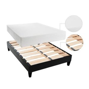 OLYMPE LITERIE Matelas + sommier 140x190 - Mousse HD 33kg/m3 + mémoire de forme SLEEPTOUCH? 60kg/m3 - Equilibré - HERA