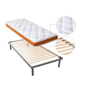 OLYMPE LITERIE Matelas + sommier 90x190 - Mousse HD 28kg/m3 + mémoire de forme Ergosoft ? 55kg/m3 - Equilibré - ATLAS
