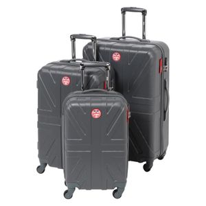 LEE COOPER Set de 3 Valises Rigide ABS 4 Roues 49-59-69cm FLAG Anthracite