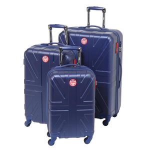 LEE COOPER Set de 3 Valises Rigide ABS 4 Roues 49-59-69cm FLAG Bleu