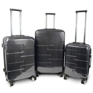 KINSTON Set de 3 Valises Rigide ABS & Polycarbonate 8 Roues 56-66-76cm Gris Foncé