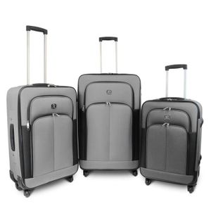 KINSTON Set de 3 Valises Souple 4 Roues 61-68-78cm Gris