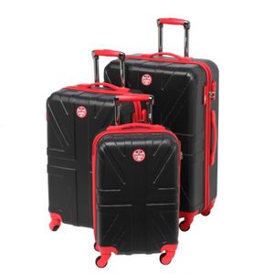 LEE COOPER Set de 3 Valises Rigide ABS 4 Roues 49-59-69cm FLAG Noir