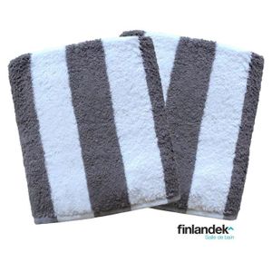 FINLANDEK Lot de 2 serviettes de toilette 50x100 cm rayées gris
