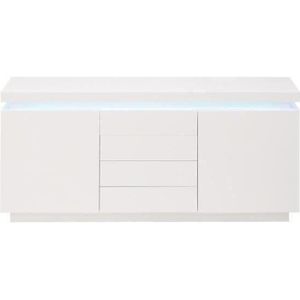 FLASH Buffet contemporain avec LED laqué blanc brillant - L 175 cm