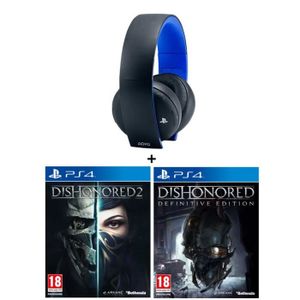 Micro-casque Sony Sans Fil Stéréo 2.0 PS4, PS3, PS Vita + 2 Jeux : Dishonored 2 + Dishonored Definitive Edition (DLC)