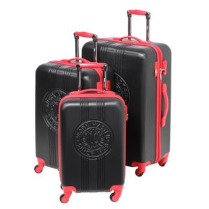 LEE COOPER Set de 3 Valises Rigide ABS 4 Roues 49-59-69cm PATCH Noir