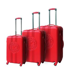 LEE COOPER Set de 3 Valises Rigide ABS 4 Roues 49-59-69cm PATCH Rouge