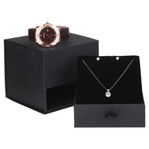 TORRENTE Coffret Fantasia Montre Quartz Bracelet en Cuir Parure Collier avec Pendentif et Boucles d'Oreilles Puces