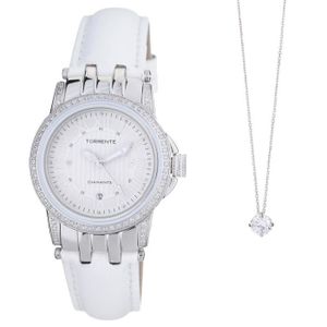 TORRENTE Coffret 2 Pi?ces : 1 Montre et 1 Pendentif Or Blanc et Oxydes de Zirconium Femme