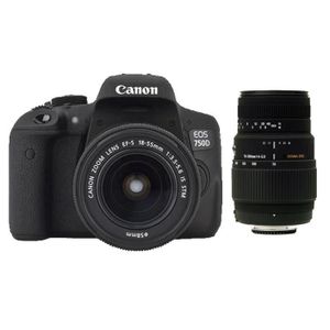 Pack Canon EOS 750D 18-55 S DFIN + SIGMA 70-300mm F4-5.6 DG Macro NIKON - Pour appareil photo Reflex