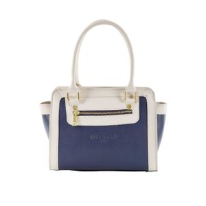 IRENE VAN RYB Sac ? Main Cuir OLIVIA Marine et écru Femme