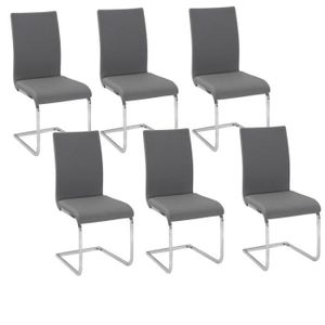 LEA Lot de 6 Chaises de salle ? manger grises