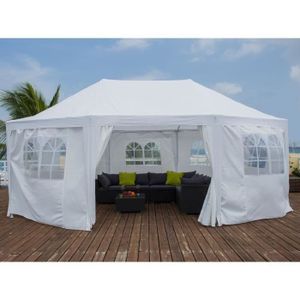 MARRAKECH Tonnelle de jardin en métal 5x6,5 m avec toile en polyester - Blanc