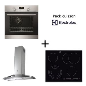 ELECTROLUX Pack cuisson : Four multifonction + Table vitrocéramique + Hotte ELECOX60IX2