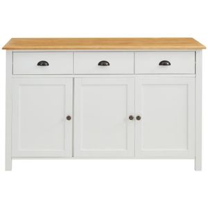 MONTAUK Buffet contemporain - En bois ch?ne massif et MDF blanc laqué - L 140 cm
