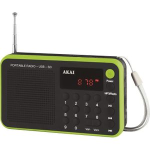 AKAI AR-68KGN - Transistor, Tuner digital, USB, Batterie Lithium - Vert