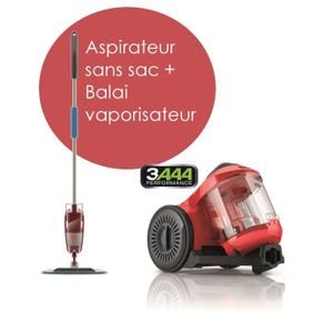 Pack Aspirateur sans sac + Balai vaporisateur Dirt Devil
