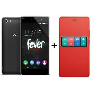 Wiko Fever SE Anthracite + WIKO Etui SMART FOLIO WIBoard Rouge