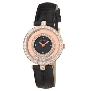 Montre Quartz CITIME Ornée de Cristaux SWAROVSKI ELEMENT Bracelet Cuir Femme