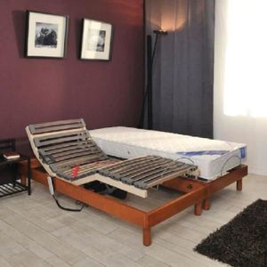GFL BELLE LITERIE Ensemble matelas + sommiers 2x80x200cm 21cm 100% latex tr?s ferme 75kg/m? relaxation électrique