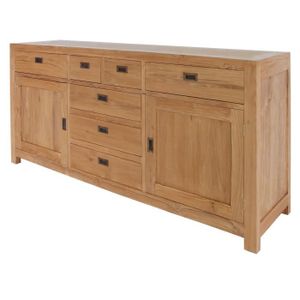 ANKOR Buffet bas scandinave en teck massif et contreplaqué bois naturel - L 180 cm