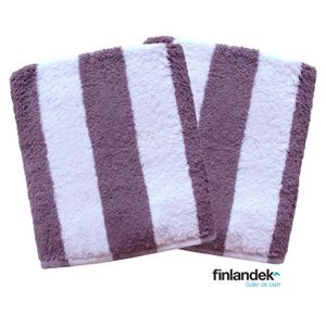 FINLANDEK Lot de 2 serviettes de toilette 50x100 cm rayées mauve