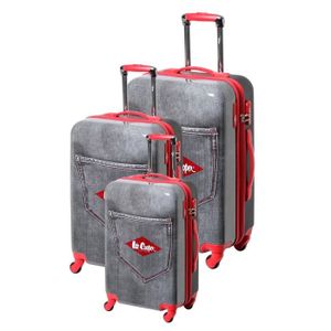 LEE COOPER Set de 3 Valises Rigide ABS & Polycarbonate 4 Roues 49-59-69cm DENIM Bleu