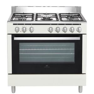 CONTINENTAL EDISON CECP9060MCR - Cuisini?re table Gaz- 5 foyers-3000W- Four electrique-Catalyse-104L-A-L90XH85cm- Creme