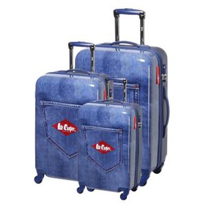 LEE COOPER Set de 3 Valises Rigide ABS & Polycarbonate 4 Roues 49-59-69cm DENIM Noir