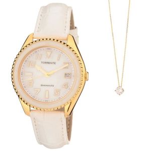 TORRENTE Coffret 2 Pi?ces : 1 Montre et 1 Pendentif Or Blanc et Oxydes de Zirconium Femme
